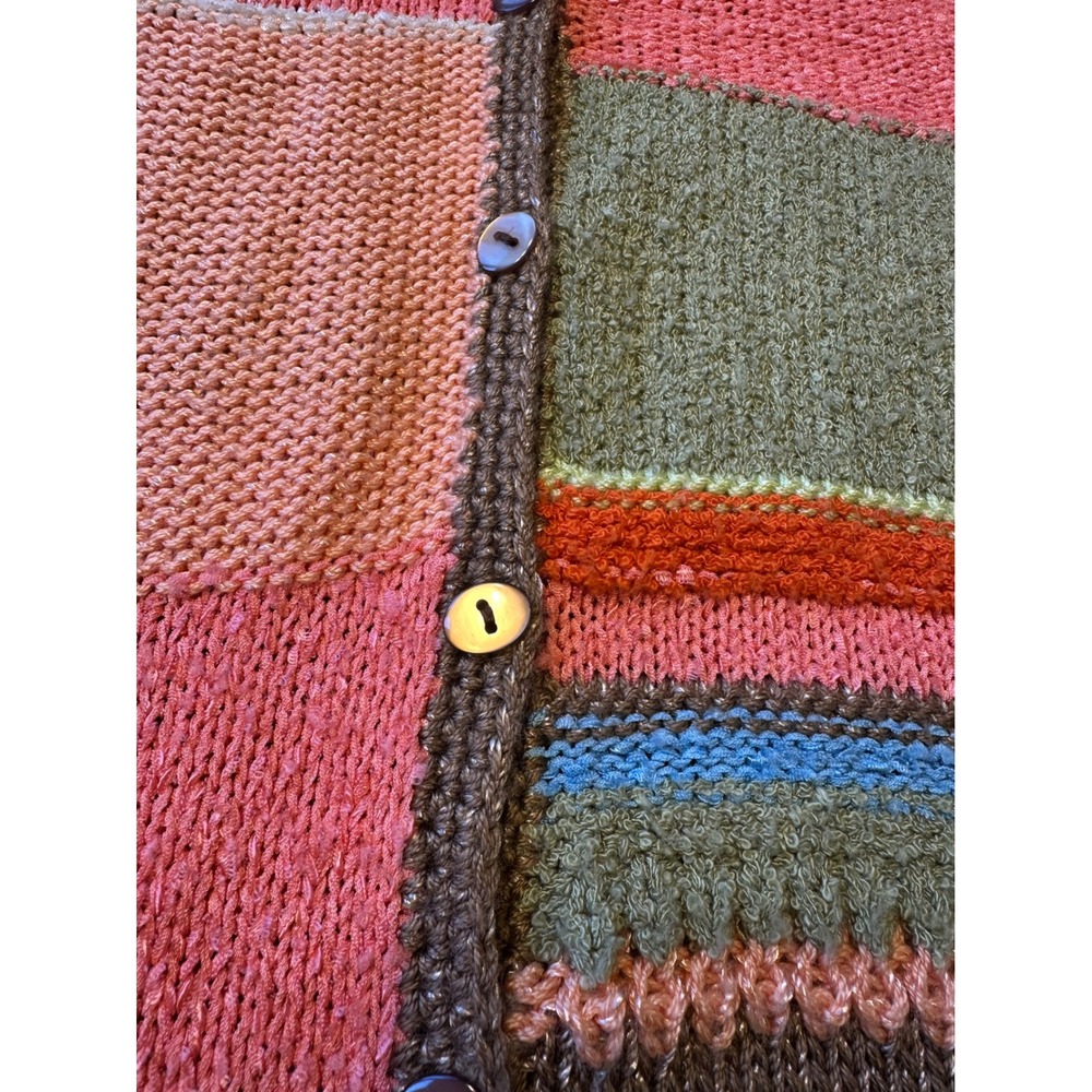 Crazy Horse Collection Colorful Cardigan Sweater Striped Colorblock Woman's Med. - Picture 9 of 10